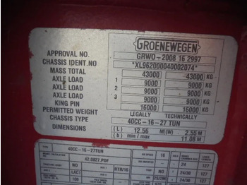 Semirremolque portacontenedore/ Intercambiable Groenewegen 40CC-16-27TUN: foto 3 Semirremolque portacontenedore/ Intercambiable Groenewegen 40CC-16-27TUN: foto 3