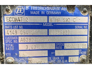 Caja de cambios para Autobús ZF Getriebe ZF 6HP 592C 6HP592C 4149054014 Mercedes Citaro Ecomat 2: foto 2