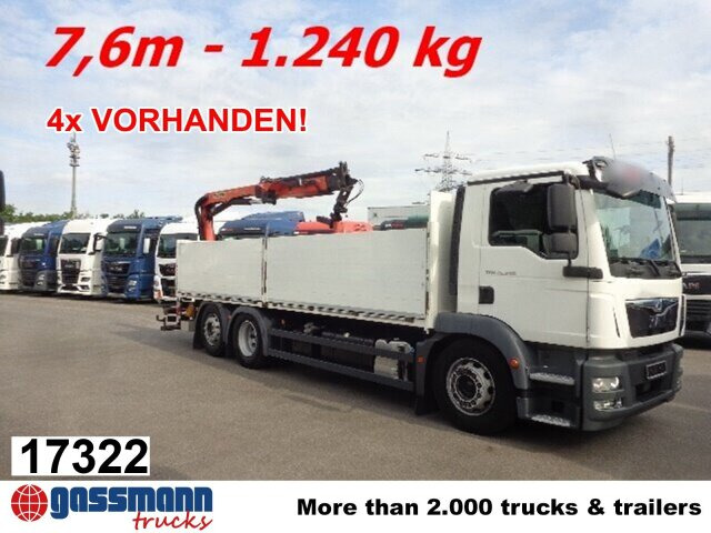 MAN TGM 26.340 6x2-4 LL,Lenk-Liftachse, Heckkran, - Camión caja abierta, Camión grúa: foto 1 MAN TGM 26.340 6x2-4 LL,Lenk-Liftachse, Heckkran, - Camión caja abierta, Camión grúa: foto 1