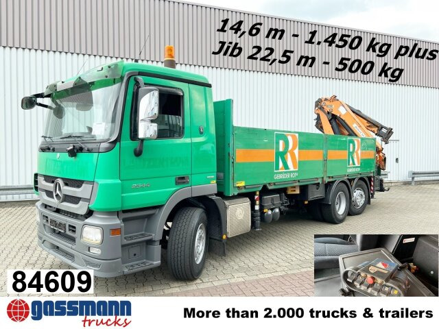 Mercedes-Benz Actros 2544 L 6x2, Retarder, Lenkachse, Heckkran - Camión caja abierta, Camión grúa: foto 1 Mercedes-Benz Actros 2544 L 6x2, Retarder, Lenkachse, Heckkran - Camión caja abierta, Camión grúa: foto 1