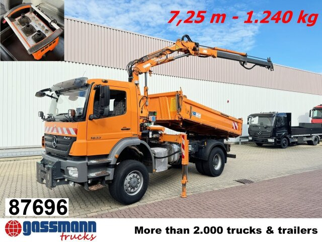 Mercedes-Benz Axor 1833 AK 4x4, Winterdienstausstattung, Kran - Camión volquete, Camión grúa: foto 1 Mercedes-Benz Axor 1833 AK 4x4, Winterdienstausstattung, Kran - Camión volquete, Camión grúa: foto 1