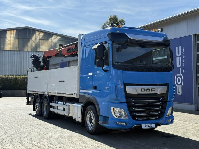 DAF XF 480 Pritsche Kran Plafinger 21000L - Camión caja abierta, Camión grúa: foto 1 DAF XF 480 Pritsche Kran Plafinger 21000L - Camión caja abierta, Camión grúa: foto 1
