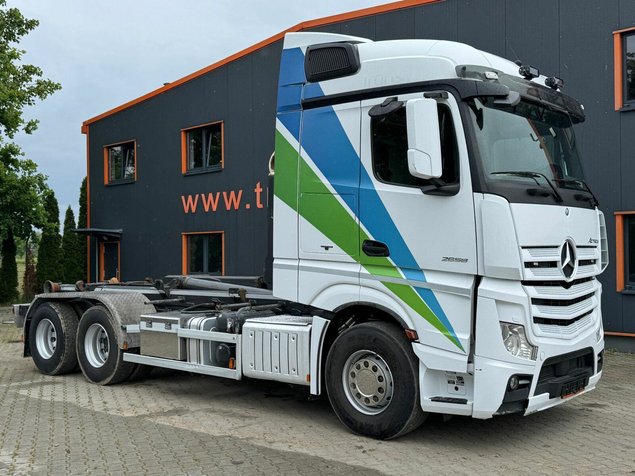 Mercedes-Benz ACTROS 2658 6x2 Abrollkipper MEILLER RK 26.67K - Camión multibasculante: foto 1 Mercedes-Benz ACTROS 2658 6x2 Abrollkipper MEILLER RK 26.67K - Camión multibasculante: foto 1
