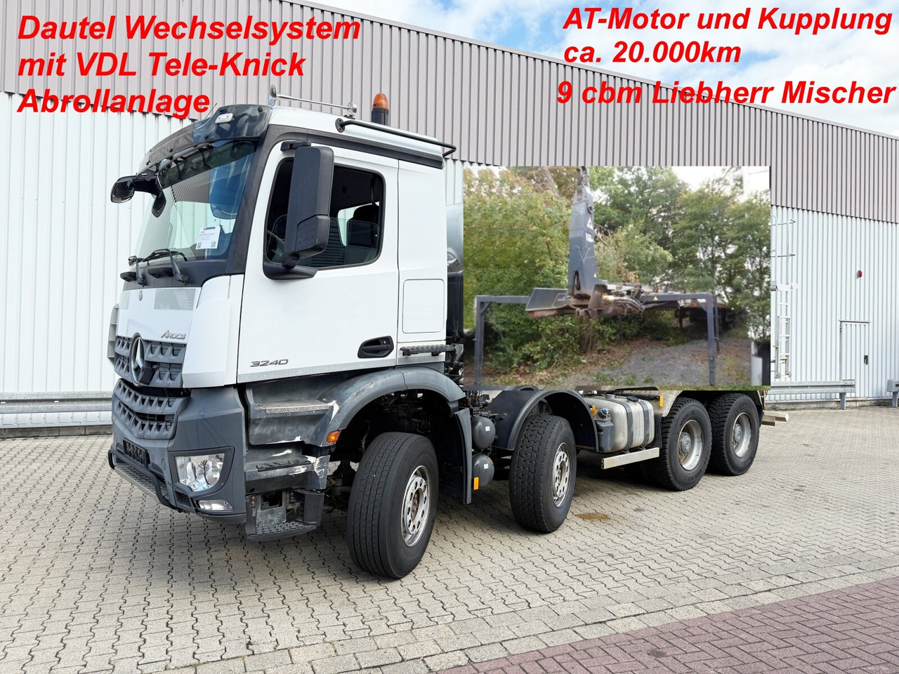 Mercedes-Benz Arocs 3240 8x4 Arocs 3240 8x4, VDL Tele-Knick Abrollanlage - Camión multibasculante: foto 1 Mercedes-Benz Arocs 3240 8x4 Arocs 3240 8x4, VDL Tele-Knick Abrollanlage - Camión multibasculante: foto 1