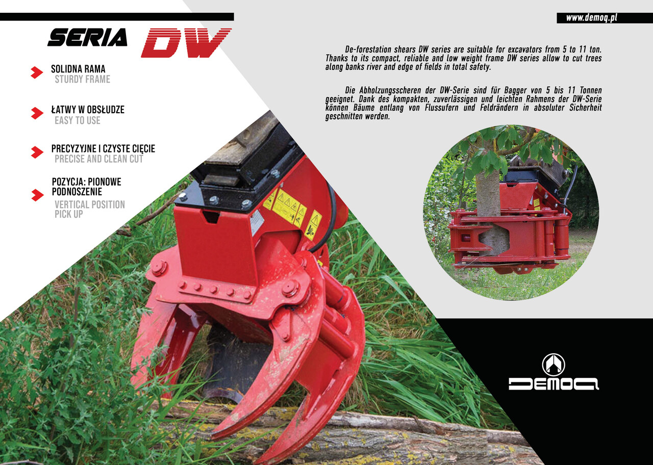 DEMOQ DW250 F De-forestation shear 250 kg - Pinza de manipulación para Maquinaria de construcción: foto 2 DEMOQ DW250 F De-forestation shear 250 kg - Pinza de manipulación para Maquinaria de construcción: foto 2