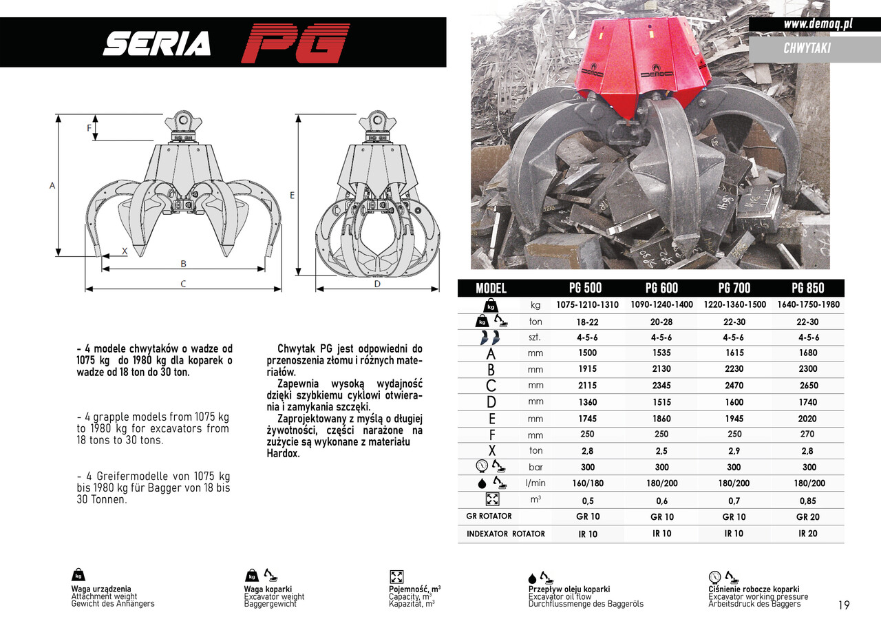 DEMOQ PG500 Hydraulic Polyp -grab - Pinza de manipulación para Maquinaria de construcción: foto 5 DEMOQ PG500 Hydraulic Polyp -grab - Pinza de manipulación para Maquinaria de construcción: foto 5