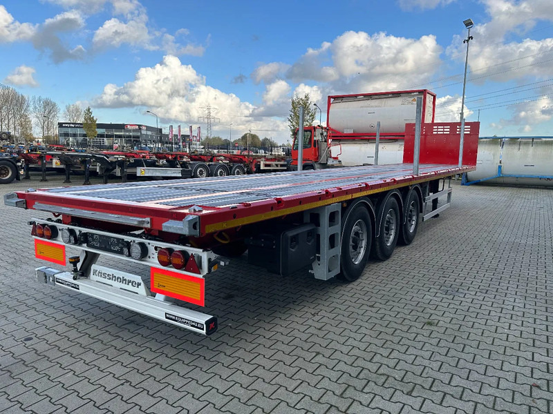 Kässbohrer NEU Heavy-Duty Platform, Heckbündig, Twistlocks (1x 40FT / 2x 20FT), ADR (EX/II, EX/III, FL, AT), Rungtasschen, Scheibebremsen - Semirremolque plataforma/ Caja abierta: foto 3 Kässbohrer NEU Heavy-Duty Platform, Heckbündig, Twistlocks (1x 40FT / 2x 20FT), ADR (EX/II, EX/III, FL, AT), Rungtasschen, Scheibebremsen - Semirremolque plataforma/ Caja abierta: foto 3