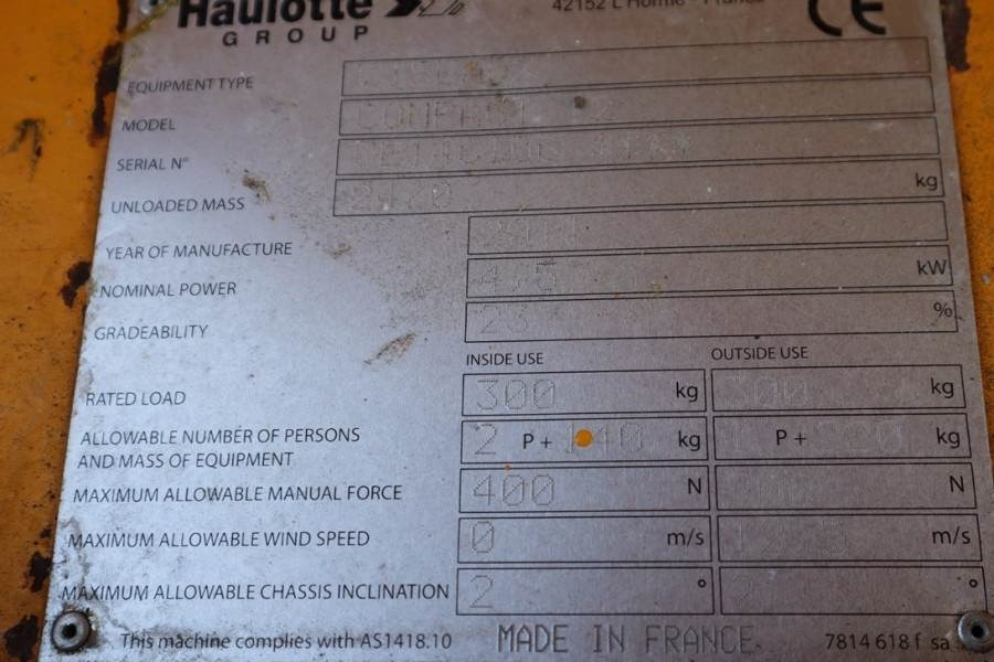 Leasing de Haulotte Compact 12 Electric, 12m Working Height, 300kg Cap Haulotte Compact 12 Electric, 12m Working Height, 300kg Cap: foto 6 Leasing de Haulotte Compact 12 Electric, 12m Working Height, 300kg Cap Haulotte Compact 12 Electric, 12m Working Height, 300kg Cap: foto 6