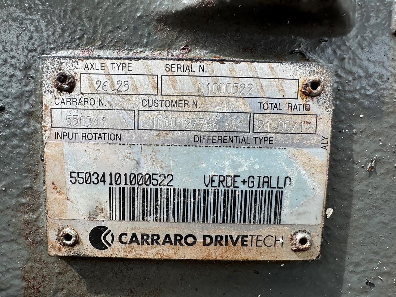 Eje y piezas para Cargadora Cararro Vorderachse-Planetenachse Typ:26.25.  Cararro No.550341.  KramerNr.1000427786. Ratio:21.00/1.  #1000522#: foto 15