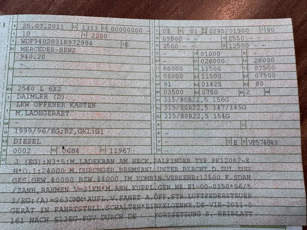 Mercedes-Benz 2540 6X2 Pritsche Palfinger PK 12002 mit Funk - Camión grúa: foto 2 Mercedes-Benz 2540 6X2 Pritsche Palfinger PK 12002 mit Funk - Camión grúa: foto 2