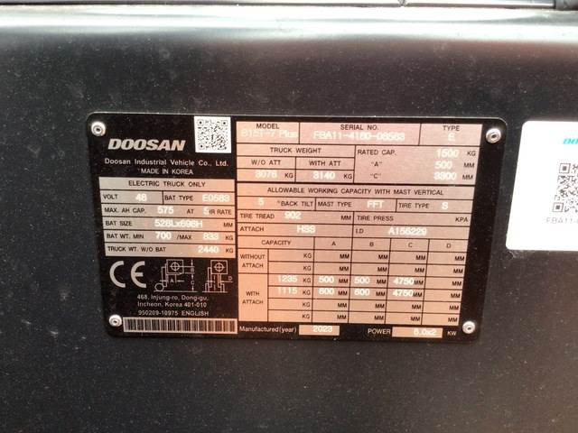 Doosan B15T-7 PLUS - Carretilla elevadora eléctrica: foto 5 Doosan B15T-7 PLUS - Carretilla elevadora eléctrica: foto 5