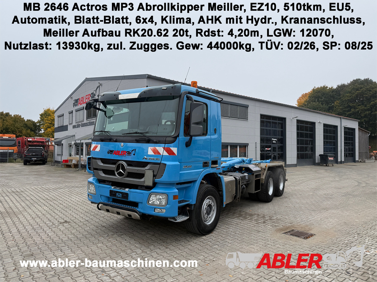 Mercedes-Benz 2646 Actros Abrollkipper Meiller AHK - Camión multibasculante: foto 1 Mercedes-Benz 2646 Actros Abrollkipper Meiller AHK - Camión multibasculante: foto 1