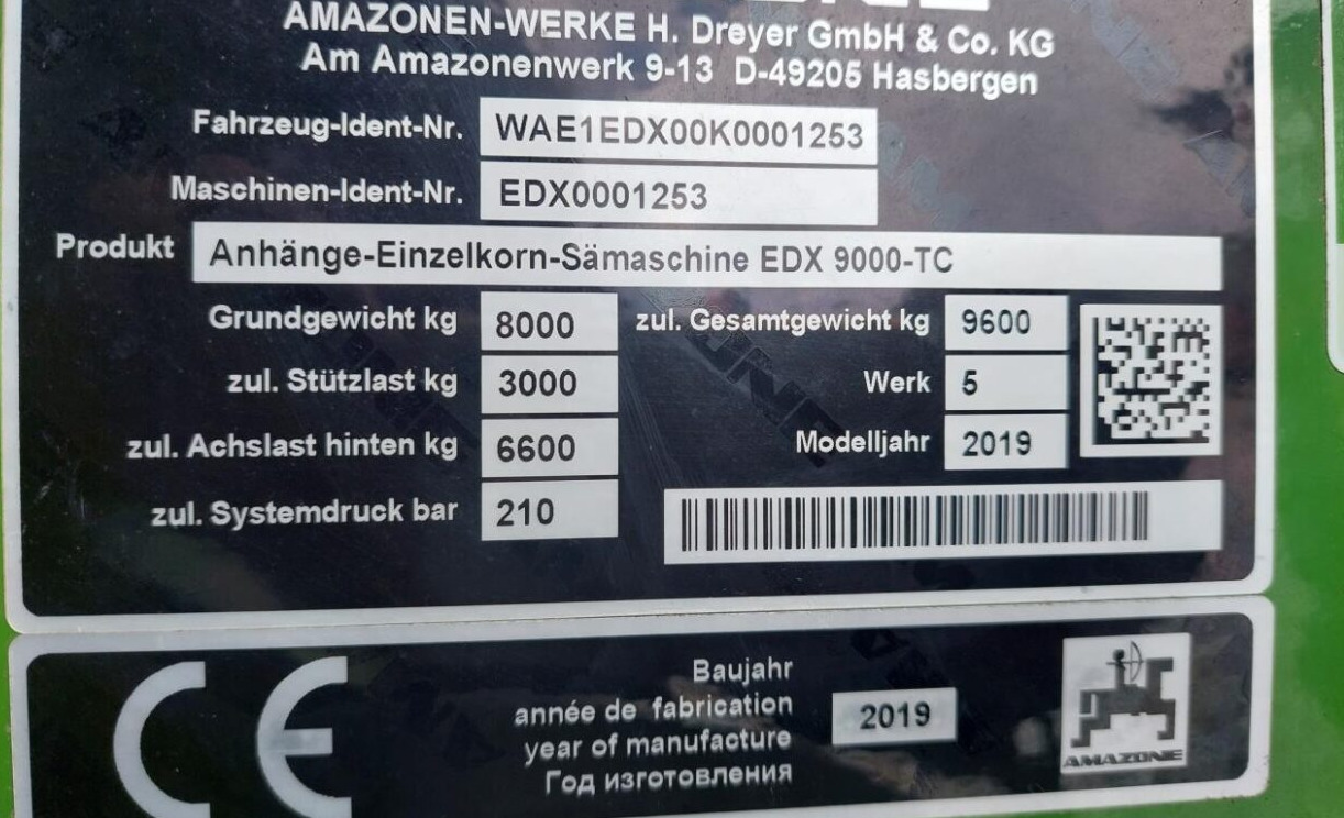 Sembradora de precisión Amazone EDX 9000-TC MED GPS: foto 15 Sembradora de precisión Amazone EDX 9000-TC MED GPS: foto 15