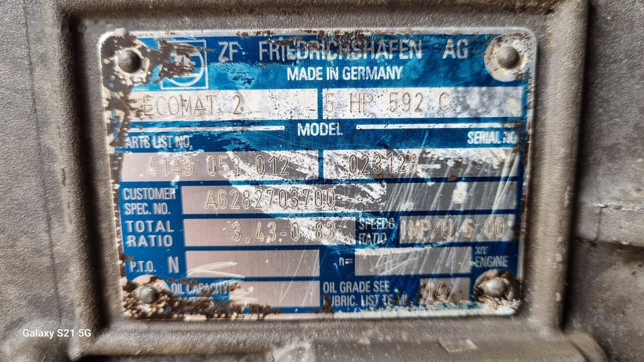 ZF ECOMAT 2 5 HP 592 C A6282703700 Mercedes-Benz - Caja de cambios para Autobús: foto 3 ZF ECOMAT 2 5 HP 592 C A6282703700 Mercedes-Benz - Caja de cambios para Autobús: foto 3