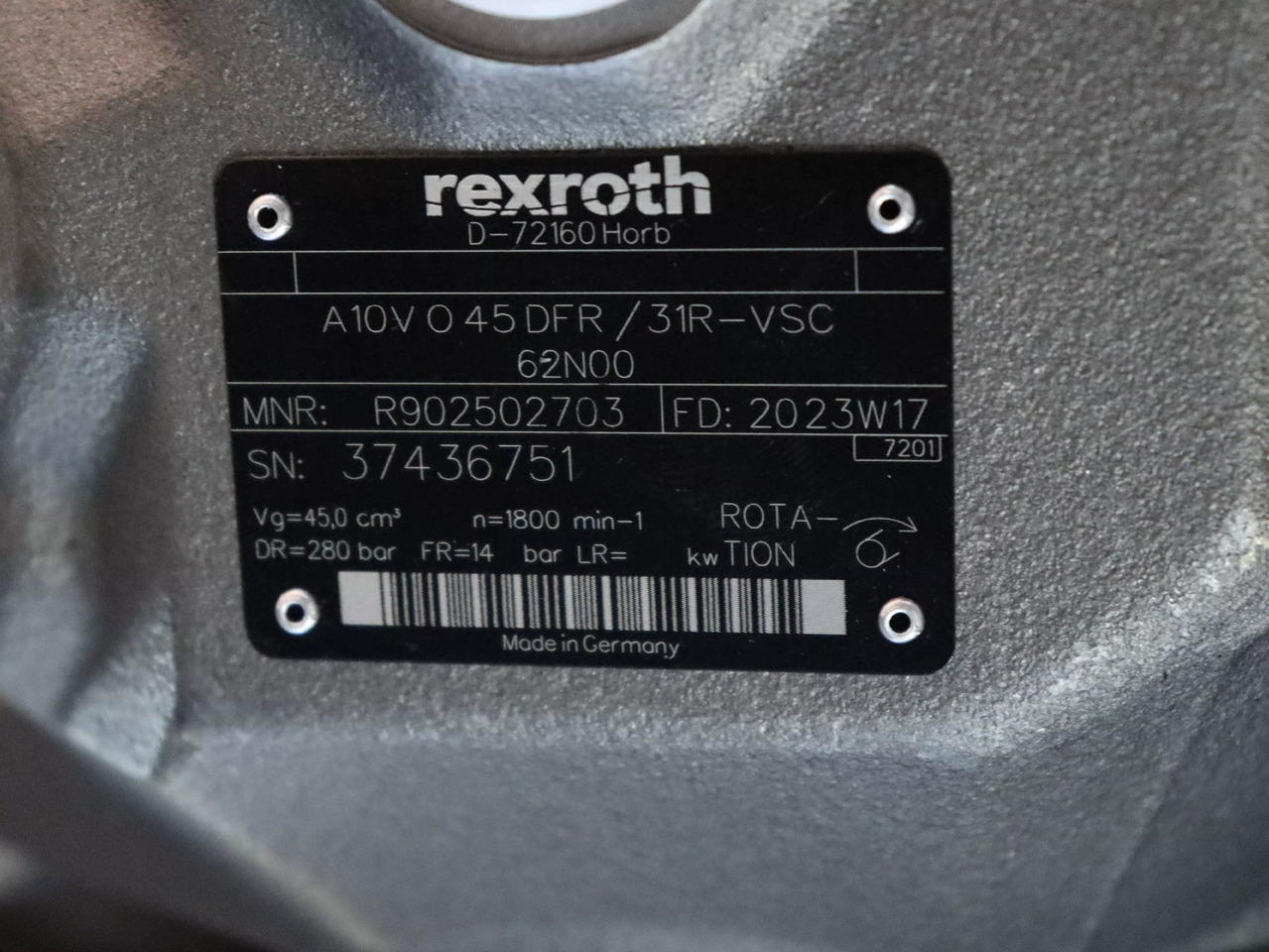 REXROTH A10VO45DFR/31R-VSC62N00 - Bomba hidráulica para Maquinaria de construcción: foto 4 REXROTH A10VO45DFR/31R-VSC62N00 - Bomba hidráulica para Maquinaria de construcción: foto 4