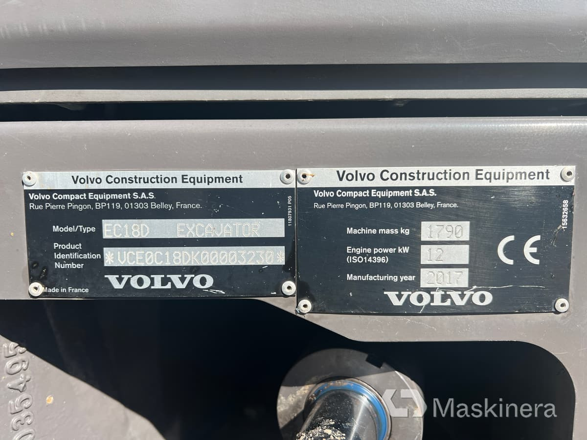 Excavadora de cadenas Grävmaskin Volvo EC18D med maskintrailer och redskap: foto 44