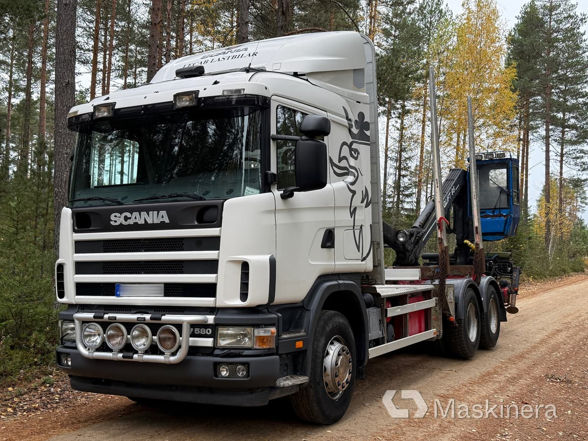 Scania R164GB6X4NA580 Timmerbil Scania R164 580 6x4 - Camión forestal, Camión grúa: foto 1 Scania R164GB6X4NA580 Timmerbil Scania R164 580 6x4 - Camión forestal, Camión grúa: foto 1