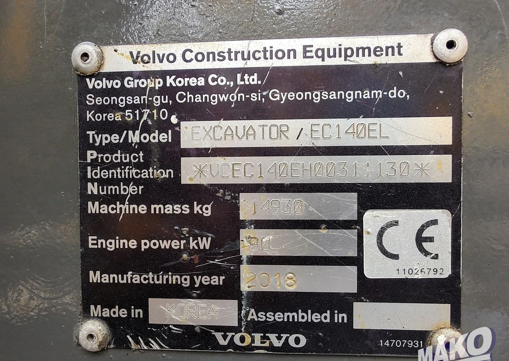 Excavadora de cadenas Volvo EC140 EL: foto 19