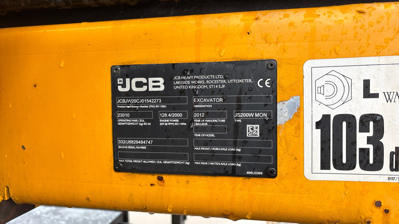 Excavadora de ruedas JCB JS200W: foto 11