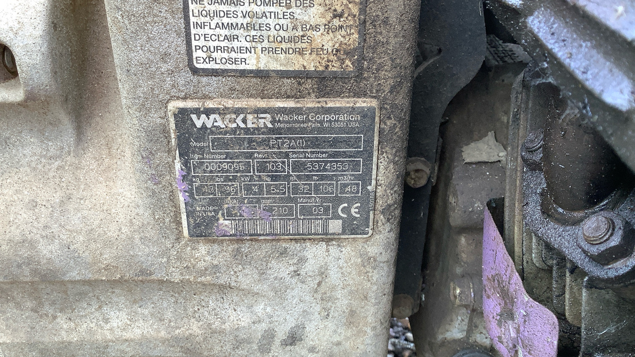 WACKER 2' WATER PUMP PT-2 - Equipo de construcción: foto 3 WACKER 2' WATER PUMP PT-2 - Equipo de construcción: foto 3
