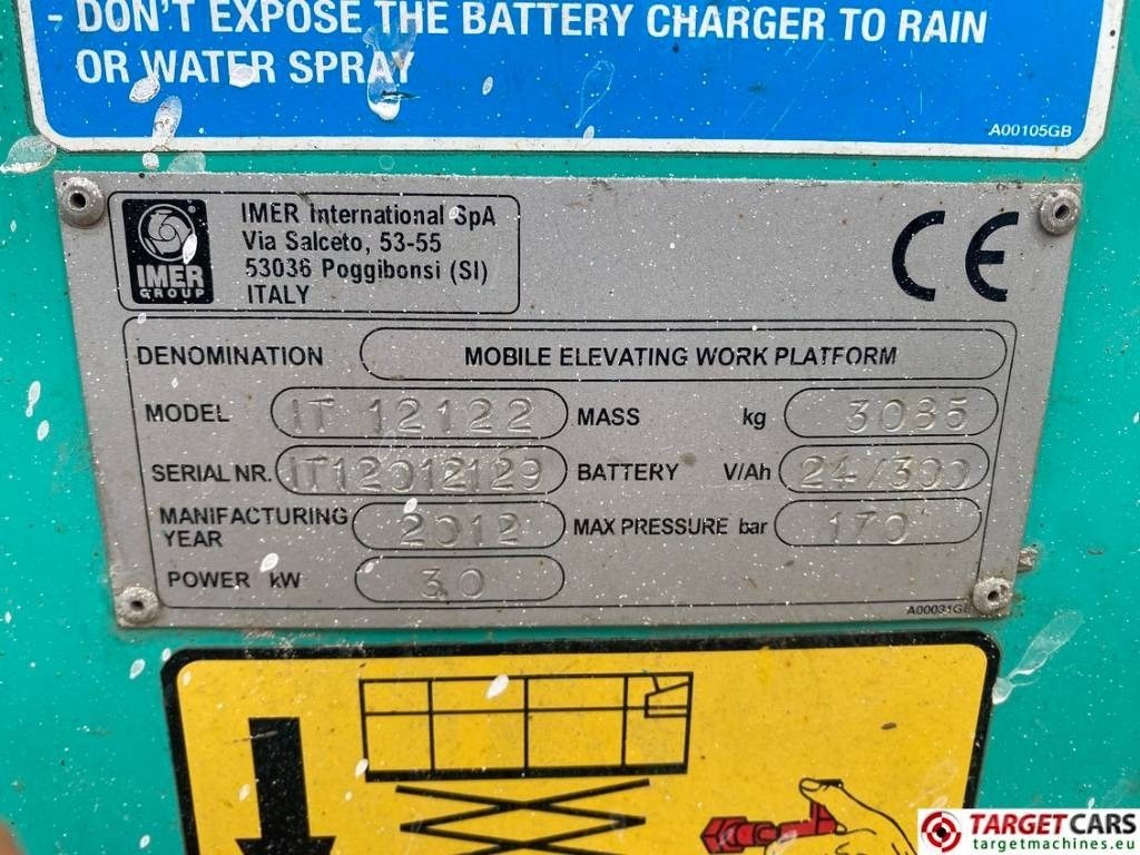 Plataforma de tijeras Iteco Imer IT12122 Electric Scissor Work Lift 1390cm: foto 10 Plataforma de tijeras Iteco Imer IT12122 Electric Scissor Work Lift 1390cm: foto 10
