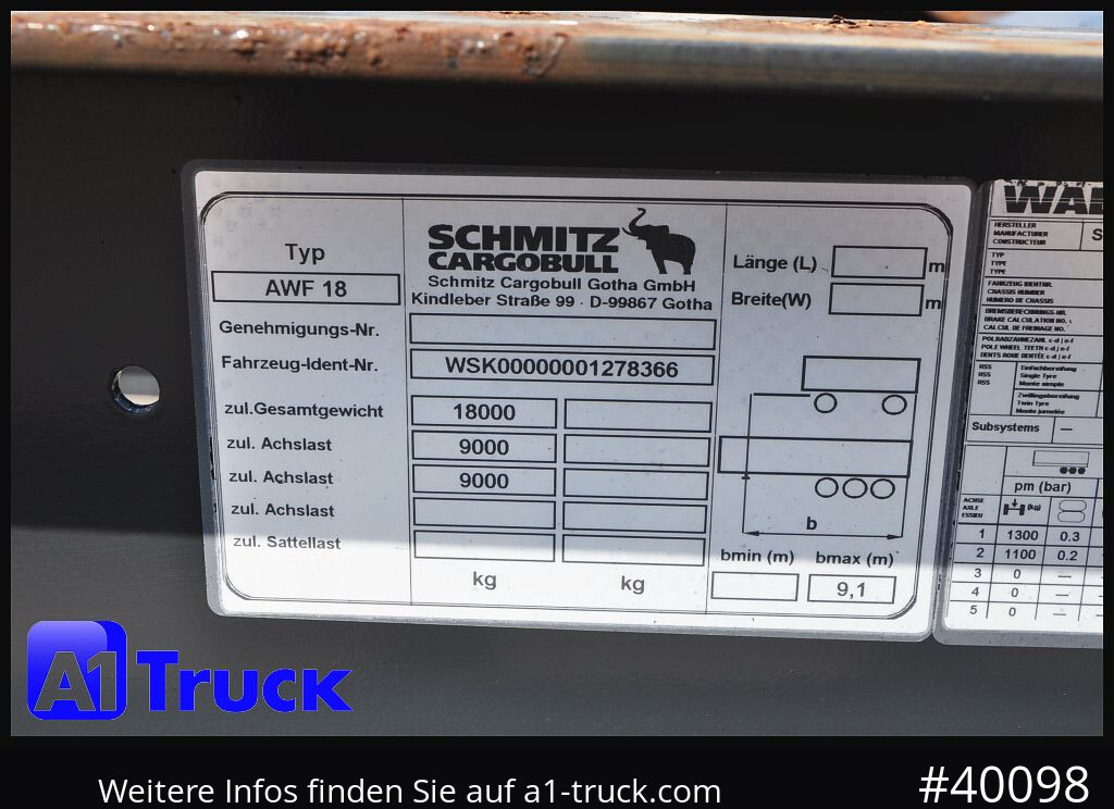 Camión SCHMITZ AWF 18, SAF Achse, Standard: foto 8 Camión SCHMITZ AWF 18, SAF Achse, Standard: foto 8