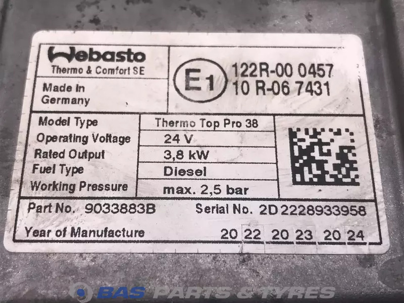 Webasto Thermo Top Pro 38 Standkachel 2289937 - Calefacción/ Ventilación para Camión: foto 4 Webasto Thermo Top Pro 38 Standkachel 2289937 - Calefacción/ Ventilación para Camión: foto 4