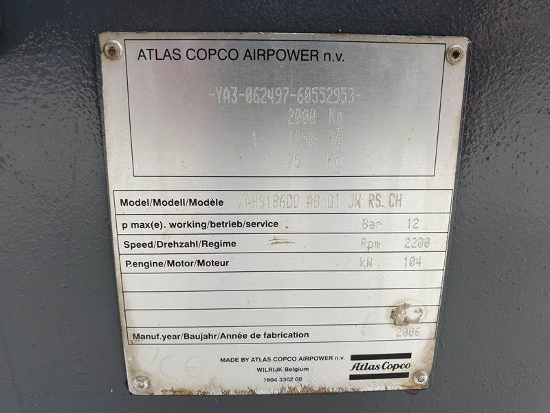 Compresor de aire Atlas-Copco XAHS 186 DD - N: foto 18 Compresor de aire Atlas-Copco XAHS 186 DD - N: foto 18