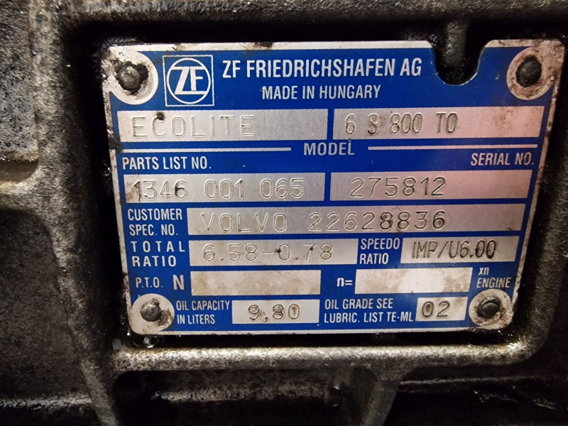 ZF Ecolite 6S800TO / STO8006 Volvo Spec Gearbox - Caja de cambios: foto 2 ZF Ecolite 6S800TO / STO8006 Volvo Spec Gearbox - Caja de cambios: foto 2