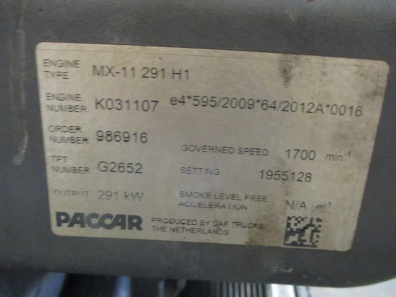 DAF 2190054 // 1944673 // 0451875 / MX11 291 H1 DAF CF 400 MOTOR - Motor para Camión: foto 5 DAF 2190054 // 1944673 // 0451875 / MX11 291 H1 DAF CF 400 MOTOR - Motor para Camión: foto 5