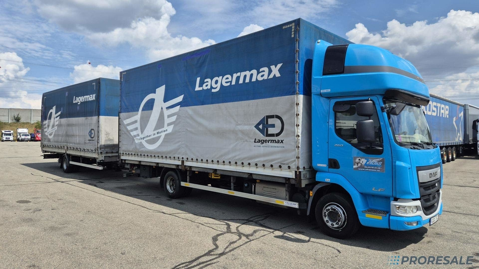DAF LF 260 FA EURO 6 valník s plachtou + hydraulické čelo - prodejné jen s přívěsem GTS P0471Z - cena je za celou soupravu - Camión lona: foto 1 DAF LF 260 FA EURO 6 valník s plachtou + hydraulické čelo - prodejné jen s přívěsem GTS P0471Z - cena je za celou soupravu - Camión lona: foto 1
