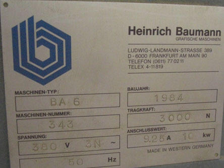 Baumann BA 6 N large format stacker - Máquina de corte de papel: foto 3 Baumann BA 6 N large format stacker - Máquina de corte de papel: foto 3