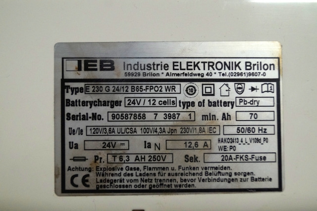 IEB 90587858 | IEB charger EFG 230 G 24/12 B65-FP02 WR 24V12,6A 220V 50/60Hz fro - Acumulador para Equipo de manutención: foto 2 IEB 90587858 | IEB charger EFG 230 G 24/12 B65-FP02 WR 24V12,6A 220V 50/60Hz fro - Acumulador para Equipo de manutención: foto 2