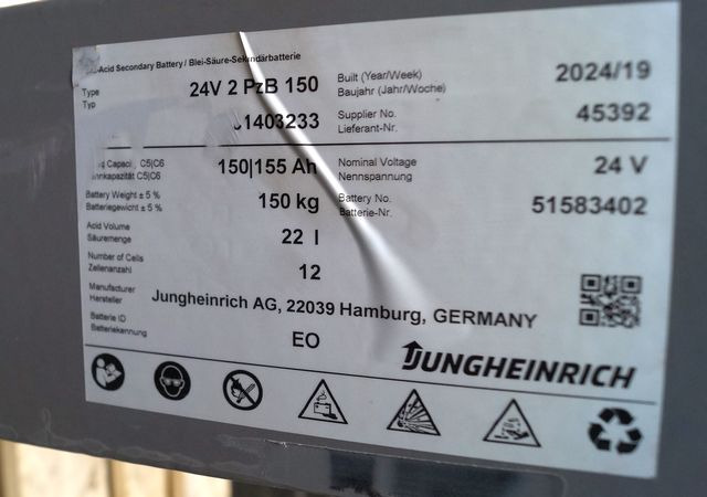 Jungheinrich unknown | Battery 24 2PZB150 year 2024 weight 150 kg sn. C81403233 - Acumulador para Equipo de manutención: foto 3 Jungheinrich unknown | Battery 24 2PZB150 year 2024 weight 150 kg sn. C81403233 - Acumulador para Equipo de manutención: foto 3