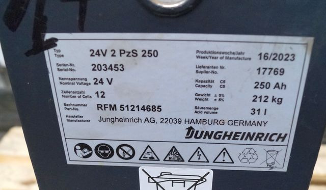 Jungheinrich unknown | Battery 24 2PZS250 year 2022 weight 212 kg sn. 203453 out - Acumulador para Equipo de manutención: foto 3 Jungheinrich unknown | Battery 24 2PZS250 year 2022 weight 212 kg sn. 203453 out - Acumulador para Equipo de manutención: foto 3