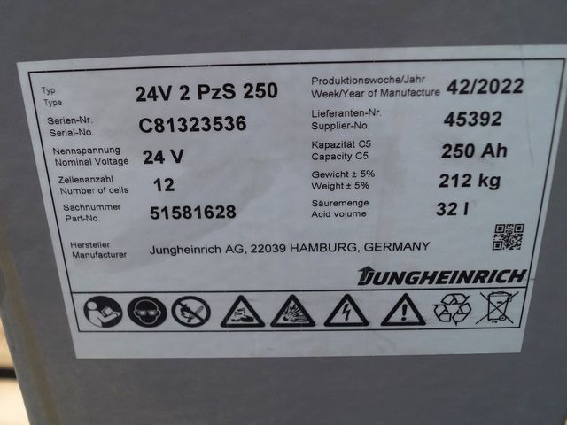 Jungheinrich unknown | Battery 24 2PZS250 year 2022 weight 212 kg sn. C81323536 - Acumulador para Equipo de manutención: foto 3 Jungheinrich unknown | Battery 24 2PZS250 year 2022 weight 212 kg sn. C81323536 - Acumulador para Equipo de manutención: foto 3