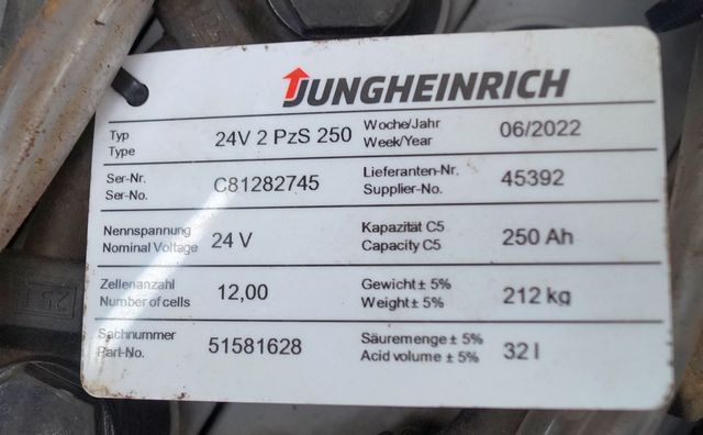 Jungheinrich unknown | Battery 24 2PZS250 year 2022 weight 212 kg sn. C8182745 o - Acumulador para Equipo de manutención: foto 4 Jungheinrich unknown | Battery 24 2PZS250 year 2022 weight 212 kg sn. C8182745 o - Acumulador para Equipo de manutención: foto 4