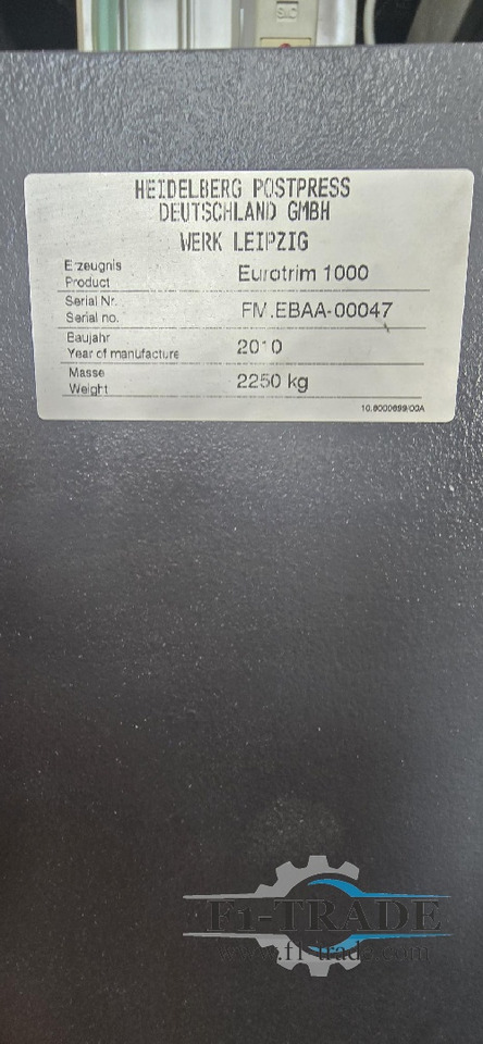Máquina de corte de papel Heidelberg Eurotrimm ET1000: foto 6 Máquina de corte de papel Heidelberg Eurotrimm ET1000: foto 6
