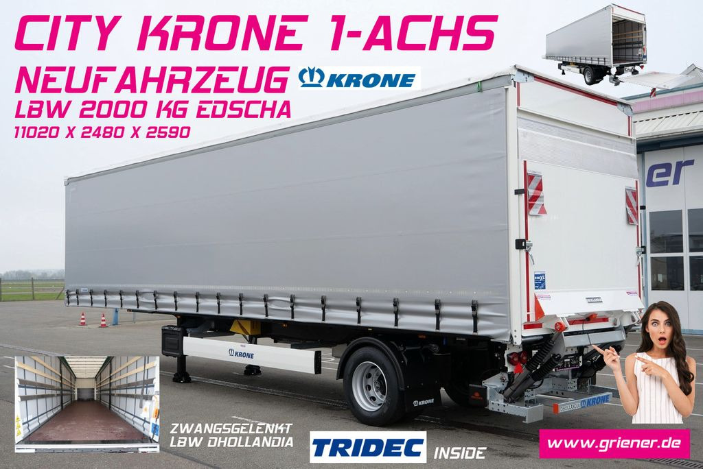 Krone SEP 10 CITY GARDINE KRONE 1-achs TRIDEC LBW  - Semirremolque lona: foto 1 Krone SEP 10 CITY GARDINE KRONE 1-achs TRIDEC LBW  - Semirremolque lona: foto 1