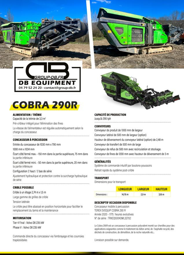 Machacadora TEREX EVOQUIP COBRA 290R CONCASSEUR MOBILE A CHENILLE: foto 14 Machacadora TEREX EVOQUIP COBRA 290R CONCASSEUR MOBILE A CHENILLE: foto 14