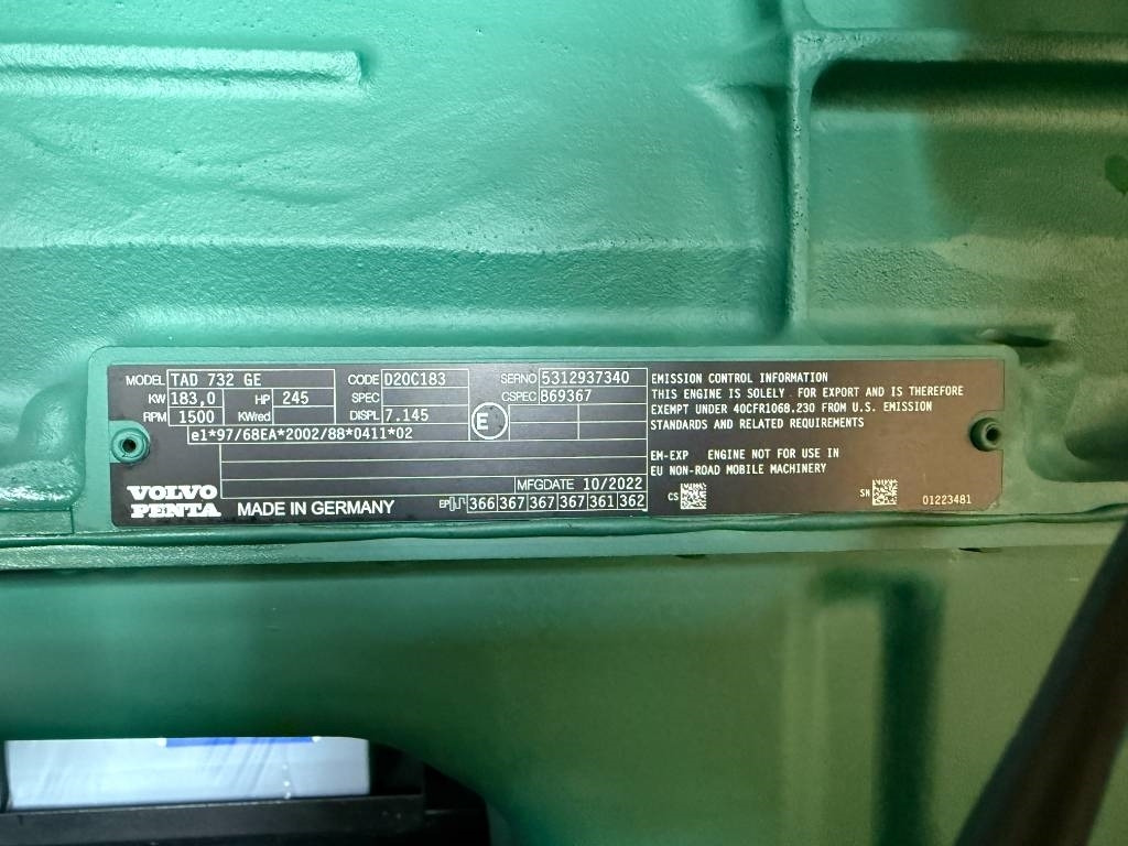 Volvo TAD732GE - 200 kVA Generator - DPX-18874 - Generador industriale: foto 4 Volvo TAD732GE - 200 kVA Generator - DPX-18874 - Generador industriale: foto 4