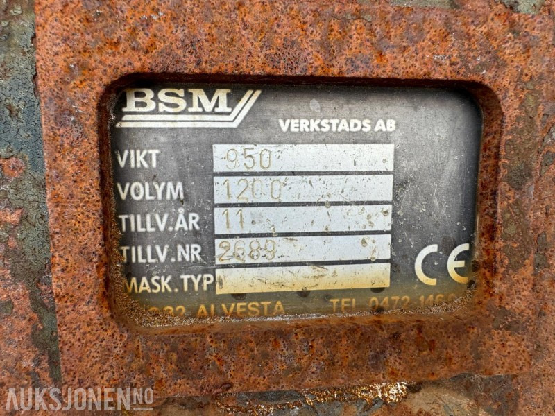 2011 BSM Pusseskuffe 1200L S70 - Implemento para Maquinaria de construcción: foto 3 2011 BSM Pusseskuffe 1200L S70 - Implemento para Maquinaria de construcción: foto 3