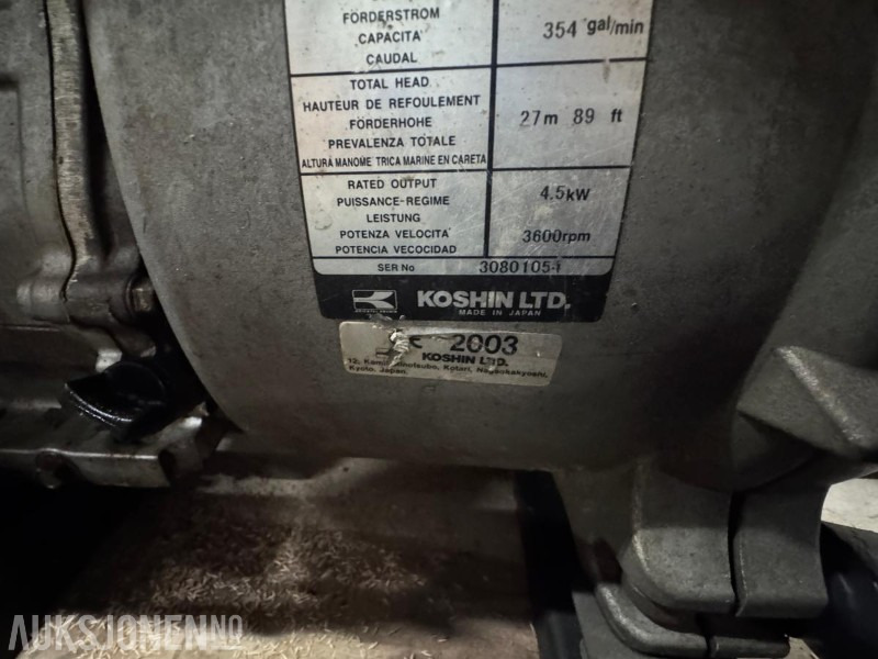 Implemento para Maquinaria de construcción Koshin Trash Vannpumpe KTH-80X med Honda GX240 8.0 motor - 1340 l/min - Ø 80 mm: foto 15