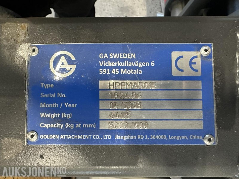 UBRUKT GA Hydrauliske Pallegafler Manitou 5t, 1500 x 1600 - Implemento para Maquinaria de construcción: foto 5 UBRUKT GA Hydrauliske Pallegafler Manitou 5t, 1500 x 1600 - Implemento para Maquinaria de construcción: foto 5