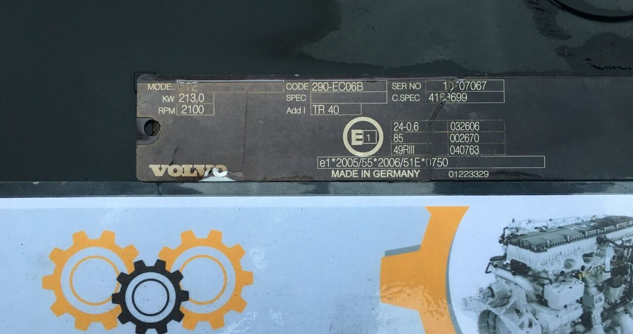 Volvo D7E 290-EC06B Volvo FE, FL - Motor para Camión: foto 1 Volvo D7E 290-EC06B Volvo FE, FL - Motor para Camión: foto 1