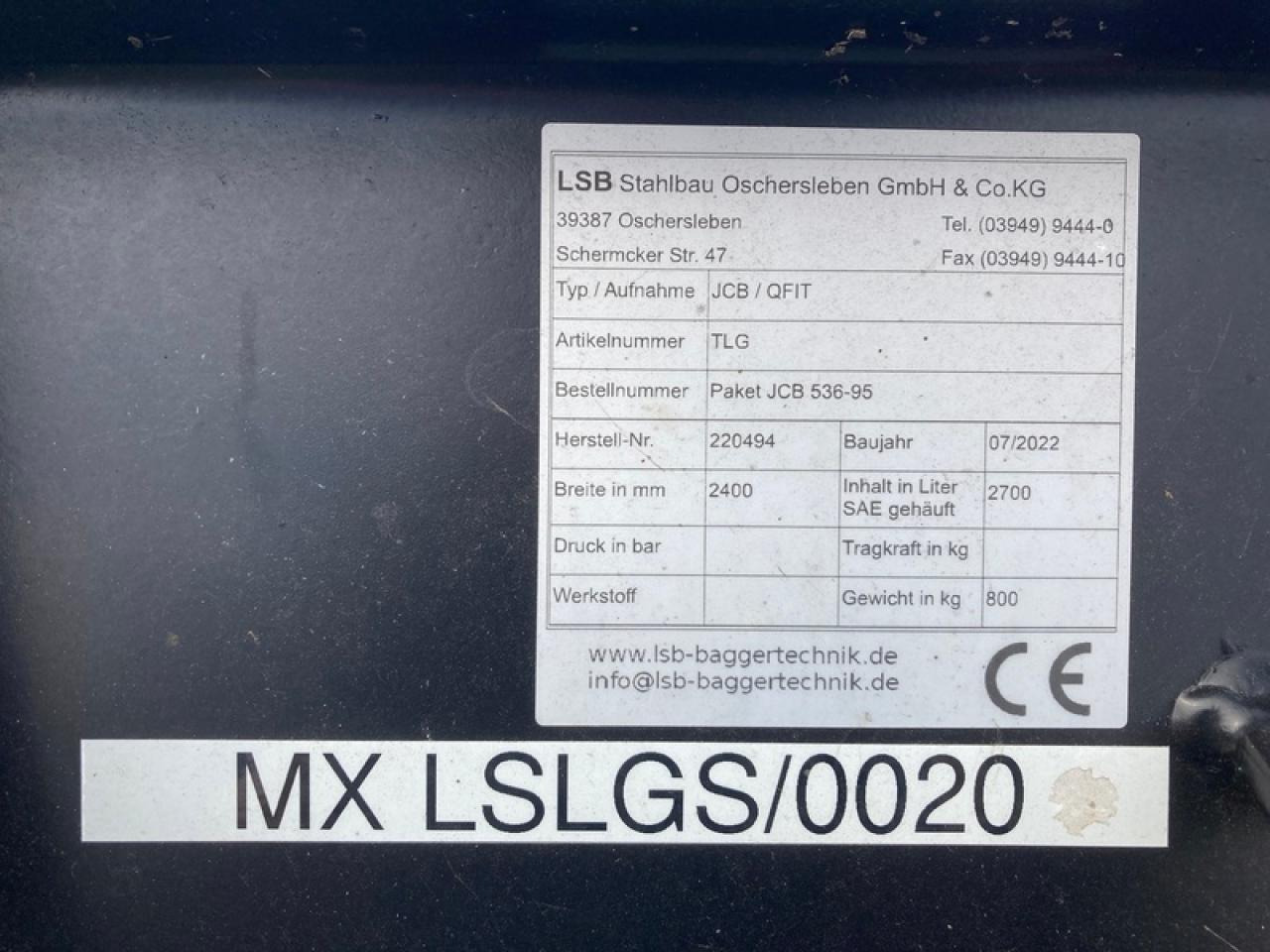 JCB LSB LEICHTGUTSCHAUFEL JCB Q-FIT - Cazo cargador: foto 4 JCB LSB LEICHTGUTSCHAUFEL JCB Q-FIT - Cazo cargador: foto 4