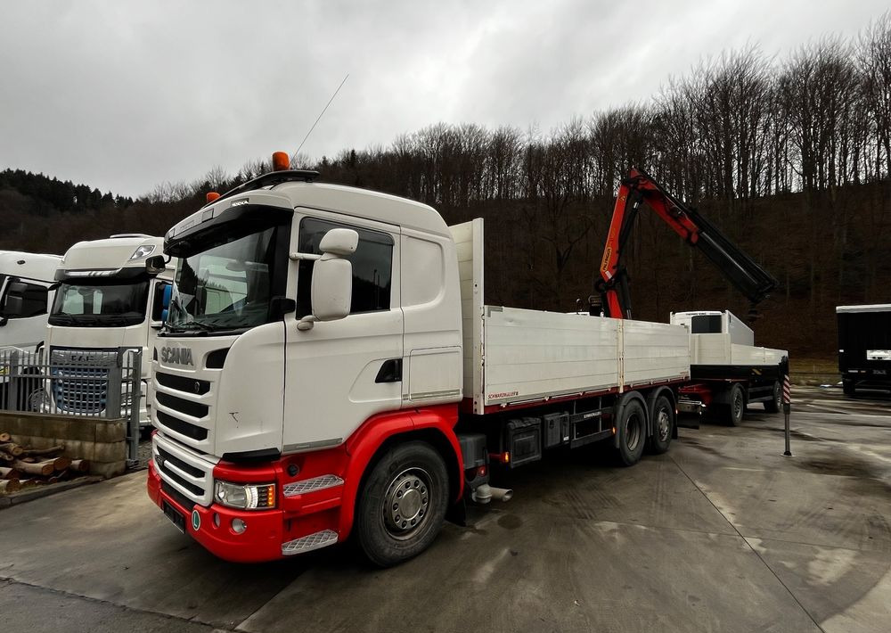 Scania R450 // 2014 // HDS Palfinger 13002 // 6x4 oś skrętna+podnoszona // Przyczepa Schwarzmuller // - Camión caja abierta: foto 1 Scania R450 // 2014 // HDS Palfinger 13002 // 6x4 oś skrętna+podnoszona // Przyczepa Schwarzmuller // - Camión caja abierta: foto 1