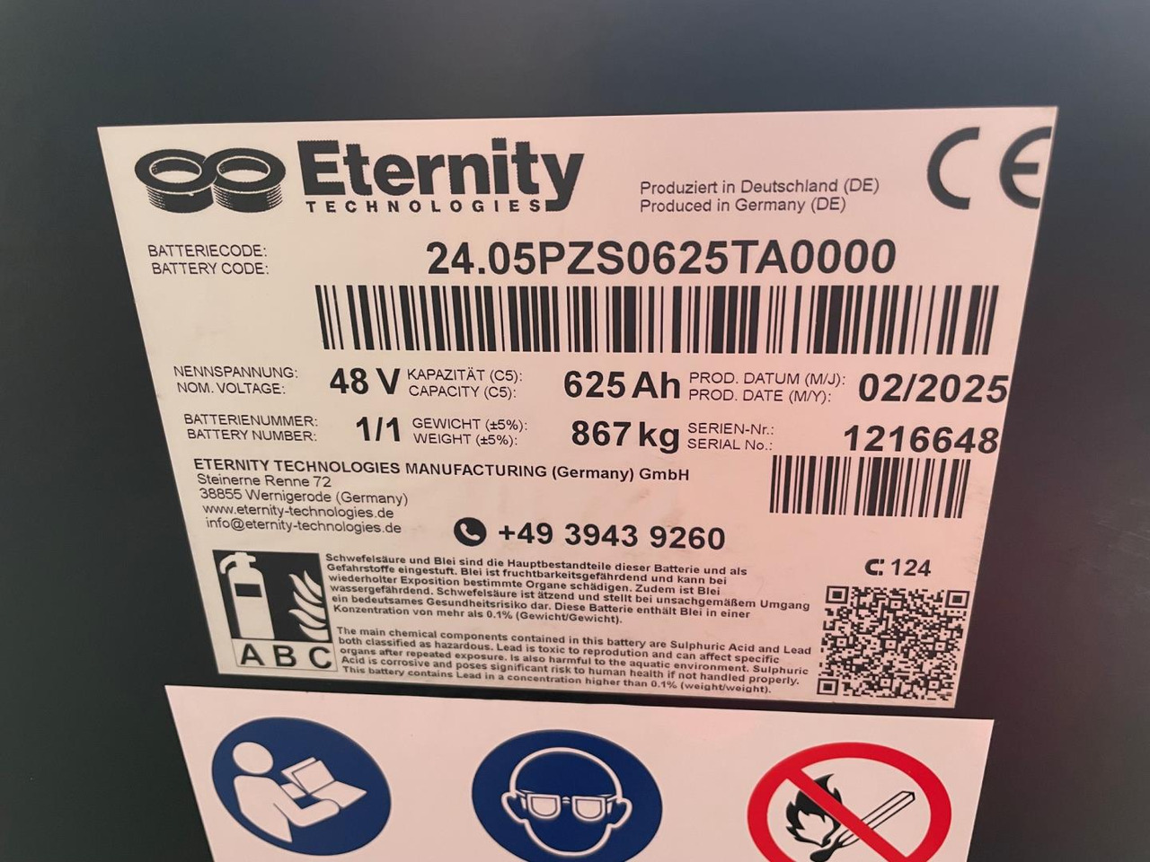 Eternity 48V 5 EPzS 625 - Acumulador para Equipo de manutención: foto 2 Eternity 48V 5 EPzS 625 - Acumulador para Equipo de manutención: foto 2