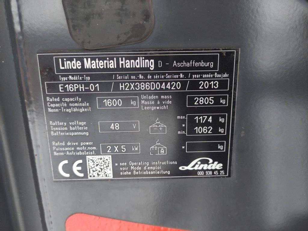 Carretilla elevadora eléctrica Linde E16PH-01-386: foto 6