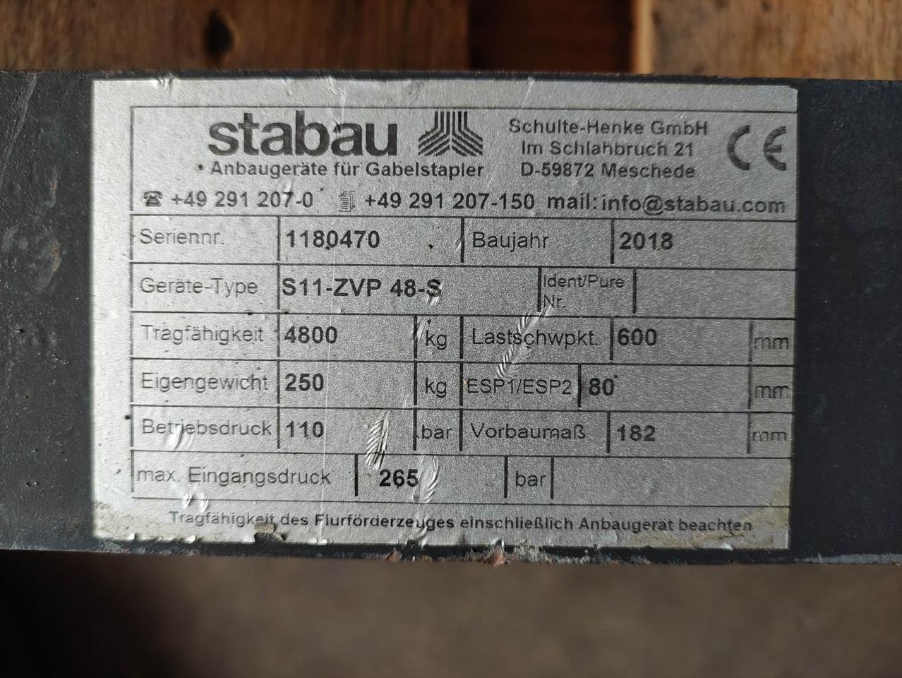Stabau S11-ZVP 48 S - Horquillas para Equipo de manutención: foto 5 Stabau S11-ZVP 48 S - Horquillas para Equipo de manutención: foto 5